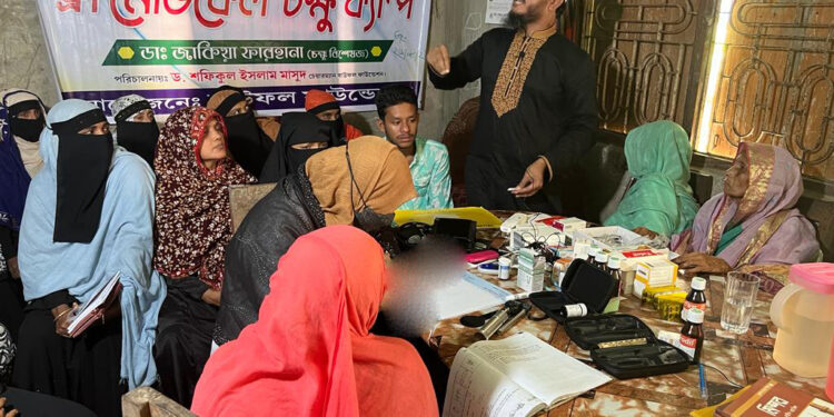 ‘ফ্রি মেডিকেল ক্যাম্পে অসহায় গরীবদের মাঝে ঔষধ বিতরণ করেন ড. মাসুদ’